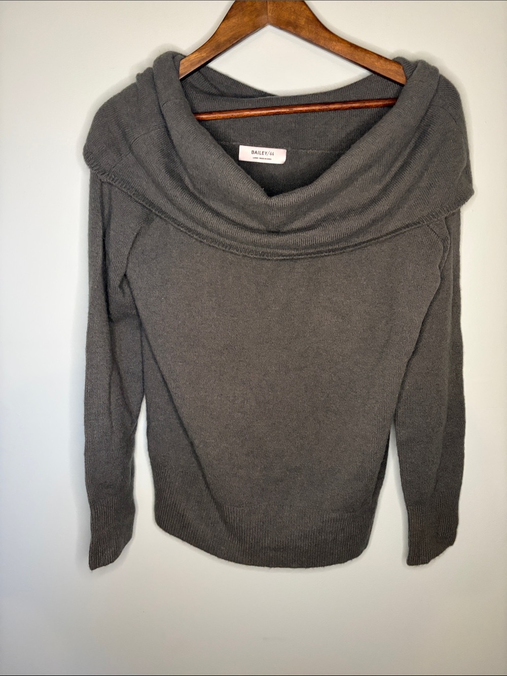 Bailey 44 Grey Green Cowl Neck Women's Wool Alpaca Sweater